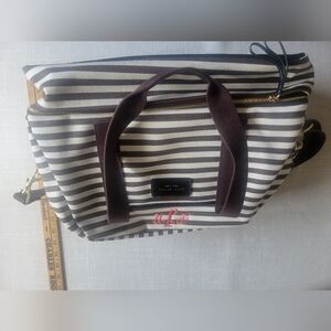Henri Bendel Brown and White Striped Bag